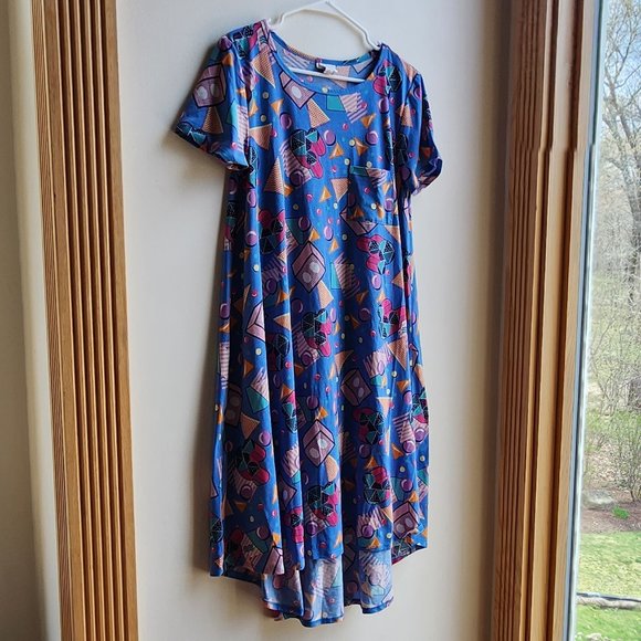 LuLaRoe 80s Geometric Print Midi Dress Size Medium - Picture 3 of 15
